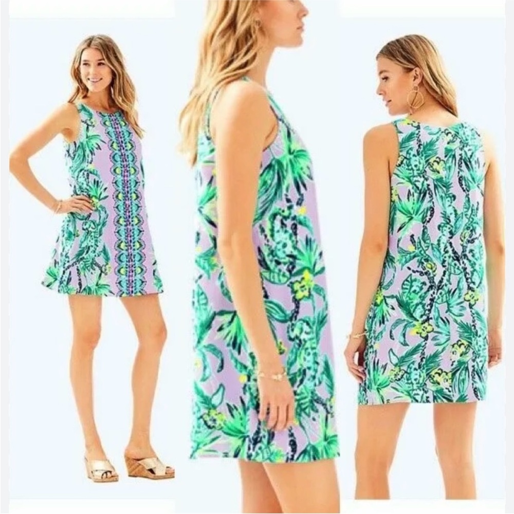 Lilly Pulitzer Sleeveless Lilac “It's Impawsible” Jackie Shift Mini Dress